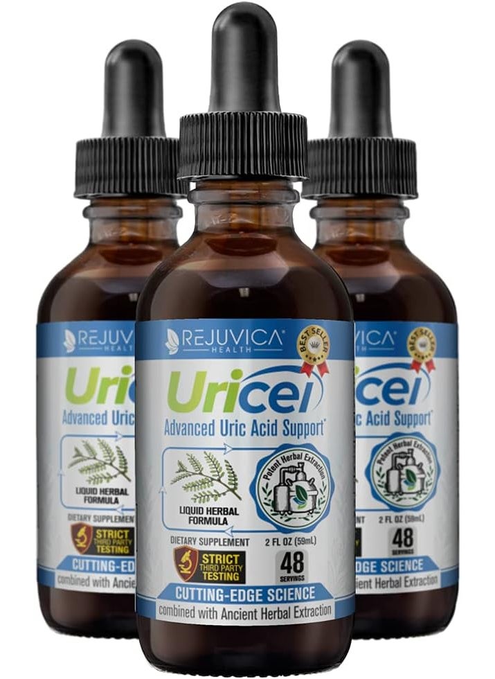 Rejuvica Health Uricel - Advanced Uric Acid Support & Cleanse Supplement - Liquid Delivery for Better Absorption - Tart Cherry, Chanca Piedra, Celery Seed, Turmeric & More! 