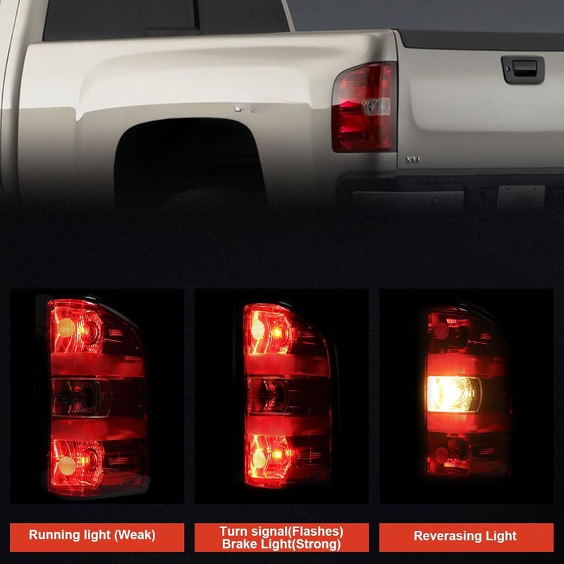 Lathsy Tail Light Assembly for 2007-2013 Chevy Silverado & GMC Sierra (Left Driver Side, Red Border) - Image 5