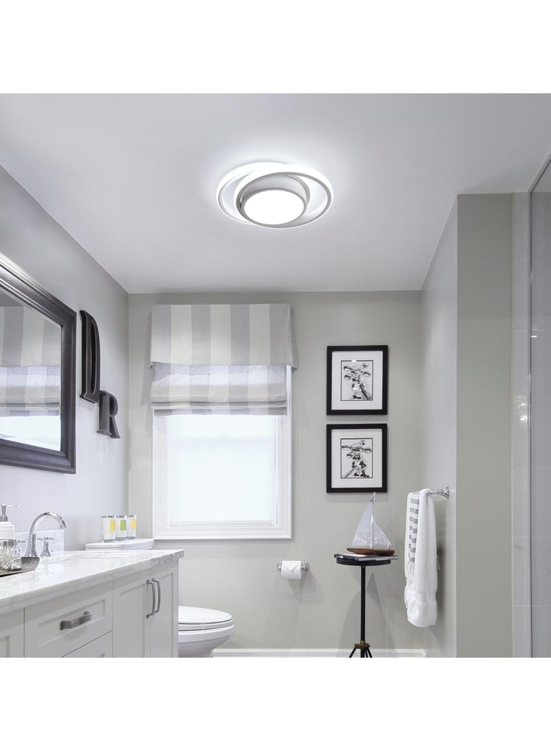 XiuWoo Small Modern 3-Color Lighting LED Ceiling Light,2 Rings Metal Construction Creative Design Ceiling Lamp Indoor Lighting Fixtures for Hallway Living Room Bedroom Kitchen Office,White - Image 2