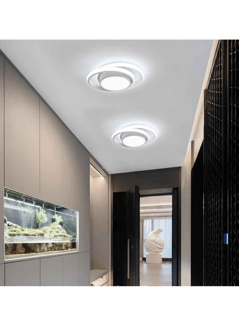 XiuWoo Small Modern 3-Color Lighting LED Ceiling Light,2 Rings Metal Construction Creative Design Ceiling Lamp Indoor Lighting Fixtures for Hallway Living Room Bedroom Kitchen Office,White - Image 4