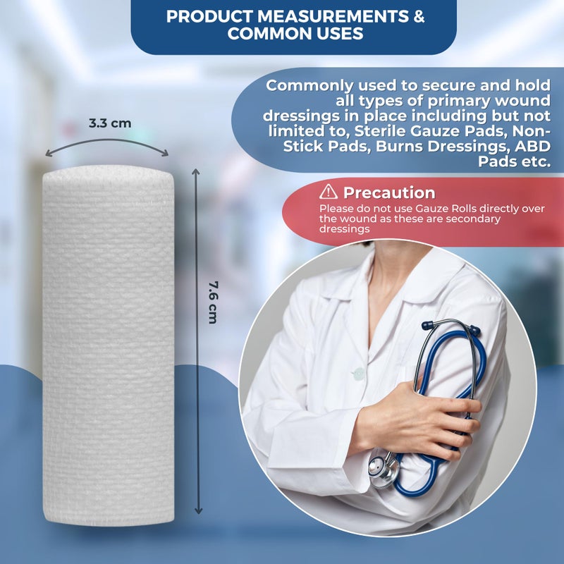 Gauze Care Gauze Rolls 2 inch Pack of 24 â€“ Premium Quality Lint and Latex-Free Rolled Gauze 2 inches x 4.1 Yards - Conforming Stretch Bandages Designed for Effective Wound Care & Comfort - Image 4