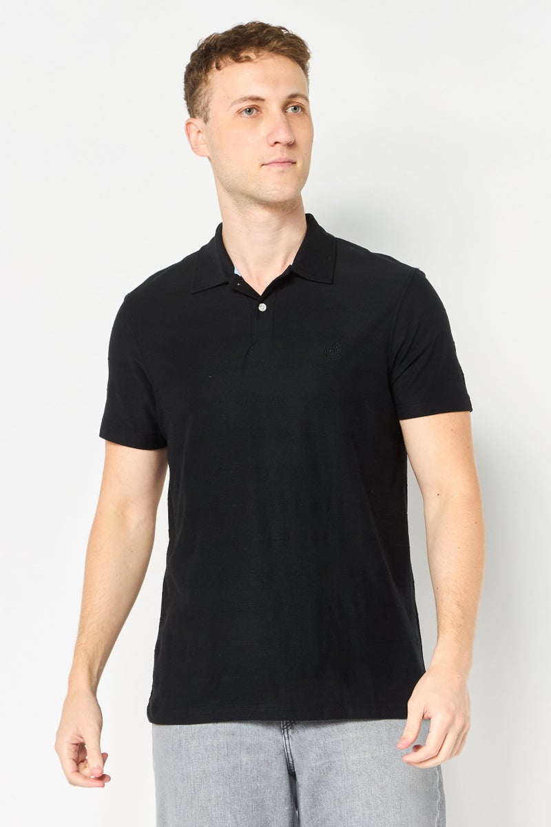 Chaps Men Regular Fit Embroidered Logo Short Sleeve Polo Shirt, Black - Image 1