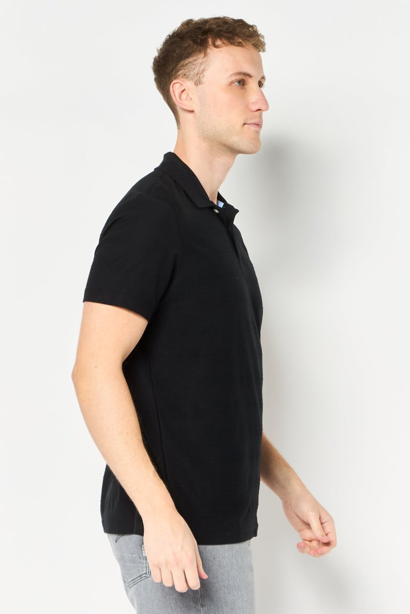 Chaps Men Regular Fit Embroidered Logo Short Sleeve Polo Shirt, Black - Image 3
