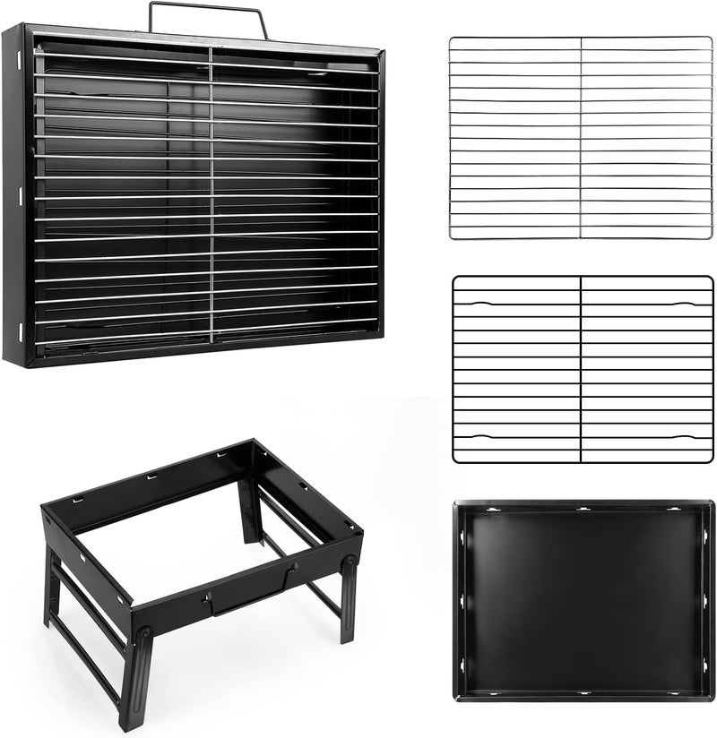 Uten Charcoal Barbecues, Barbecue Grill, BBQ Grill, Portable Folding Charcoal Barbecue Grill Stainless Steel Charcoal Grill for Outdoor Cooking Camping Hiking Picnics - Image 4