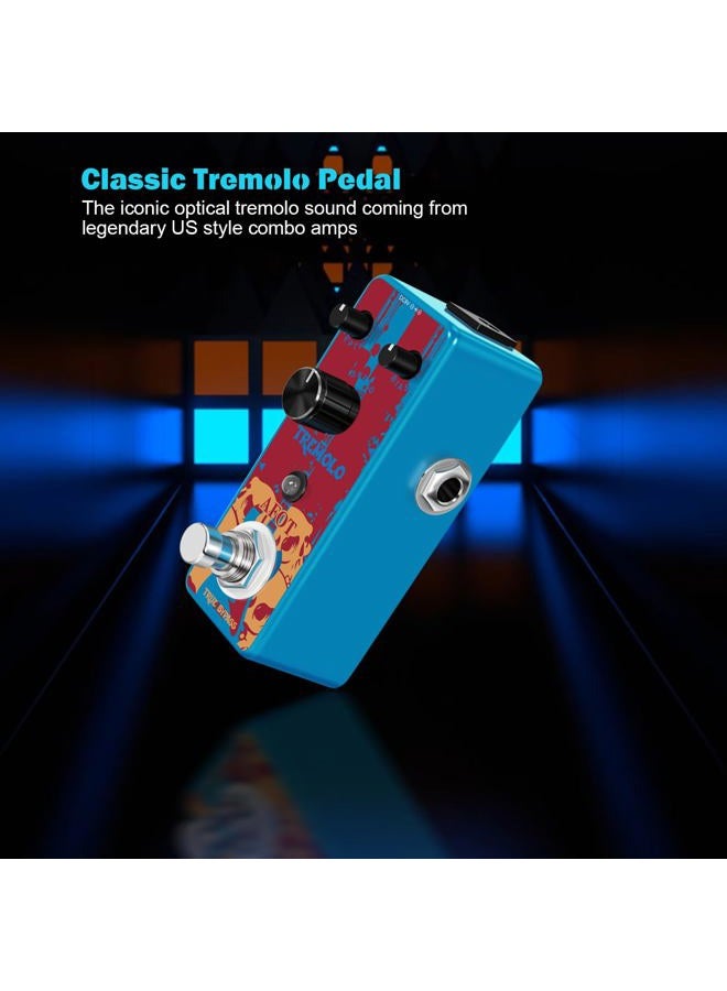AFOT Classic Tremolo Guitar Effects Pedal for Electric Guitar and Bass - Analog Photoelectric Tremolo With True Bypass, Mini Size - Image 2