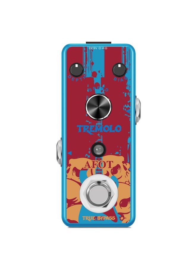 AFOT Classic Tremolo Guitar Effects Pedal for Electric Guitar and Bass - Analog Photoelectric Tremolo With True Bypass, Mini Size - Image 1