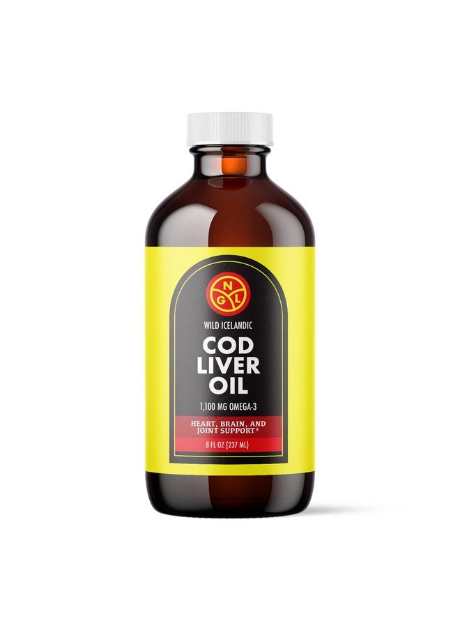 NGL - Pure Cod Liver Oil Wild Icelandic 1100 Mg Omega3 + Natural Vitamin A & D Heart And Brain Health Joint Support 8 Fl Oz - Image 1
