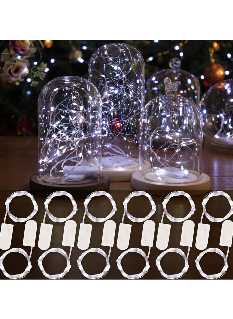 سيوسي 12 قطعة من الأضواء الجانبية البيضاء بتقنية LED تعمل بالبطارية، سلك بطول 7 أقدام مع 20 مصباح LED صغير، مضادة للماء وتضئ كأضواء الدبابيس، مثالية لجرة ميسون، حفلات الزفاف الحديثة، الحفلات، غرف النوم، الف - Image 1