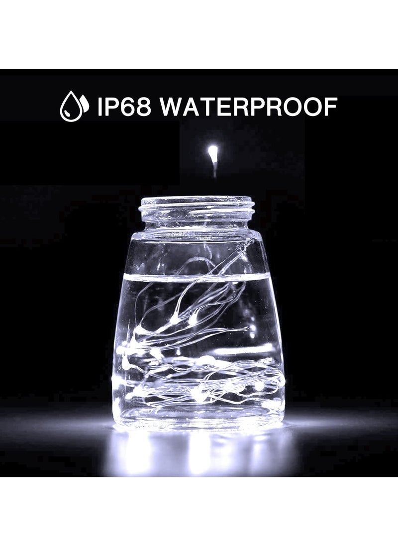 سيوسي 12 قطعة من الأضواء الجانبية البيضاء بتقنية LED تعمل بالبطارية، سلك بطول 7 أقدام مع 20 مصباح LED صغير، مضادة للماء وتضئ كأضواء الدبابيس، مثالية لجرة ميسون، حفلات الزفاف الحديثة، الحفلات، غرف النوم، الف - Image 4