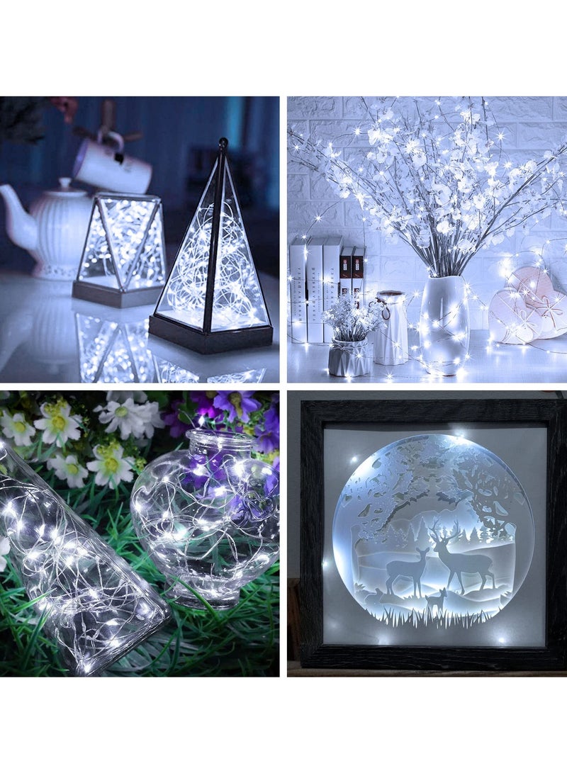 سيوسي 12 قطعة من الأضواء الجانبية البيضاء بتقنية LED تعمل بالبطارية، سلك بطول 7 أقدام مع 20 مصباح LED صغير، مضادة للماء وتضئ كأضواء الدبابيس، مثالية لجرة ميسون، حفلات الزفاف الحديثة، الحفلات، غرف النوم، الف - Image 2