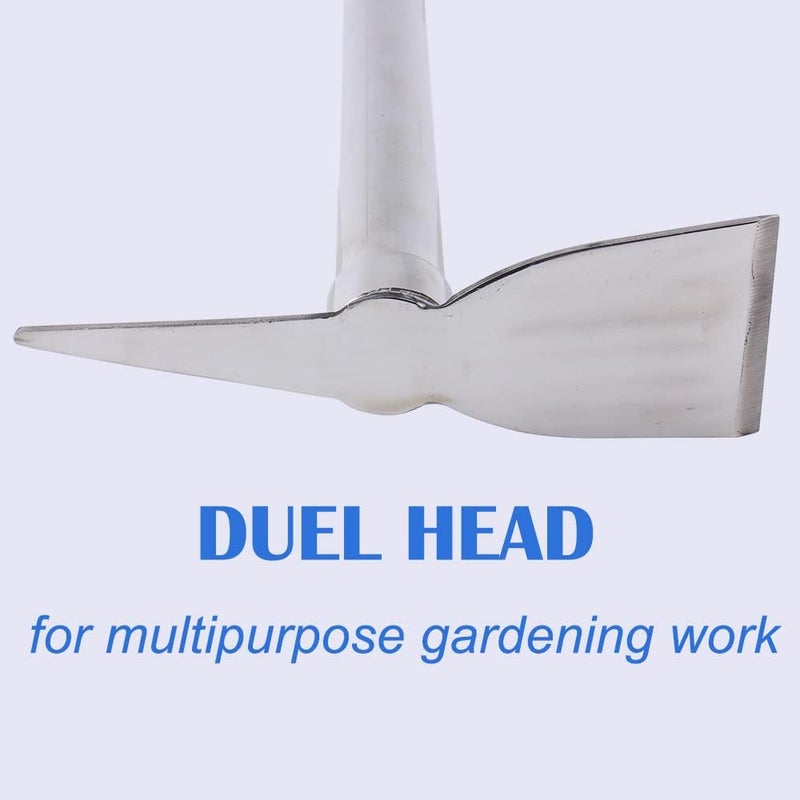 LUBAN Stainless Steel Garden Hoe Pick 15-inch Length Lightweight Weather Resistant Metal Multipurpose Hand Tool for Gardening Cultivator Weeding Seeding Turning Soil - Image 4