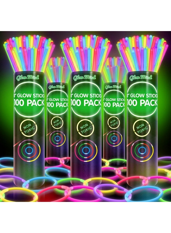 Glow Mind 500 Ultra Bright Glow Sticks Bulk - Halloween Glow in The Dark Party Supplies Pack - 8" Glowsticks Party Favors with Bracelets and Necklaces  - Image 1