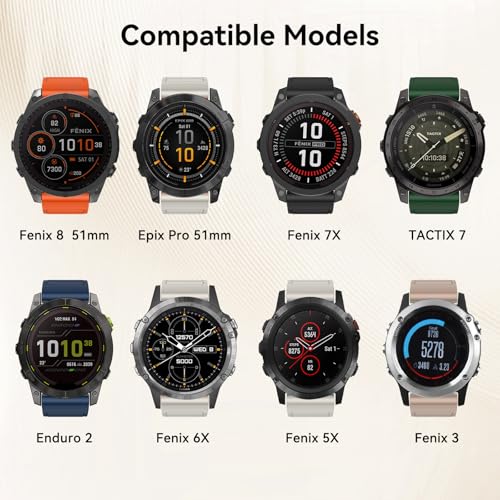 ISABAKE Watch Bands for Garmin Enduro 2/Fenix 6X/Fenix 5X, 26mm QuickFit Magnetic Silicone Strap for Fenix 8 51mm/Fenix 7X - Image 5