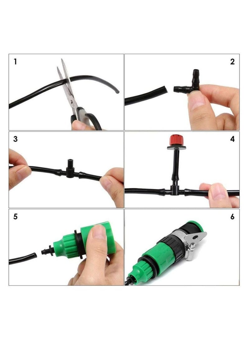 إيروريكس أطقم الري بالتنقيط 25 متر ملحقات ري الحدائق ، خرطوم توزيع نظام سقي النبات ، مجموعة سقي خرطوم حديقة النباتات ذاتية الصنع - Image 3