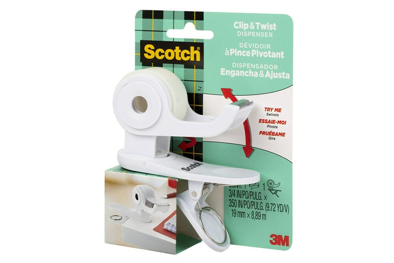 Scotch Desktop Tape Dispenser, White, Great for Gift Wrapping, 1 Dispenser (C19-CLIP-W-CCW) - Image 2