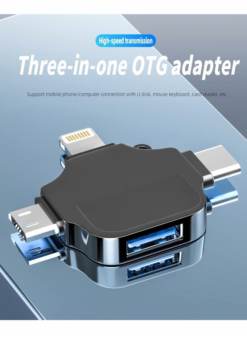 Generic - Male to USB Female Adapter OTG Cable Compatible with iPhone Micro A Type C Android Thunderbolt3 Port Adaptador Connector Microusb USBC Cell Phone Camera,2.0 Flash - Image 1