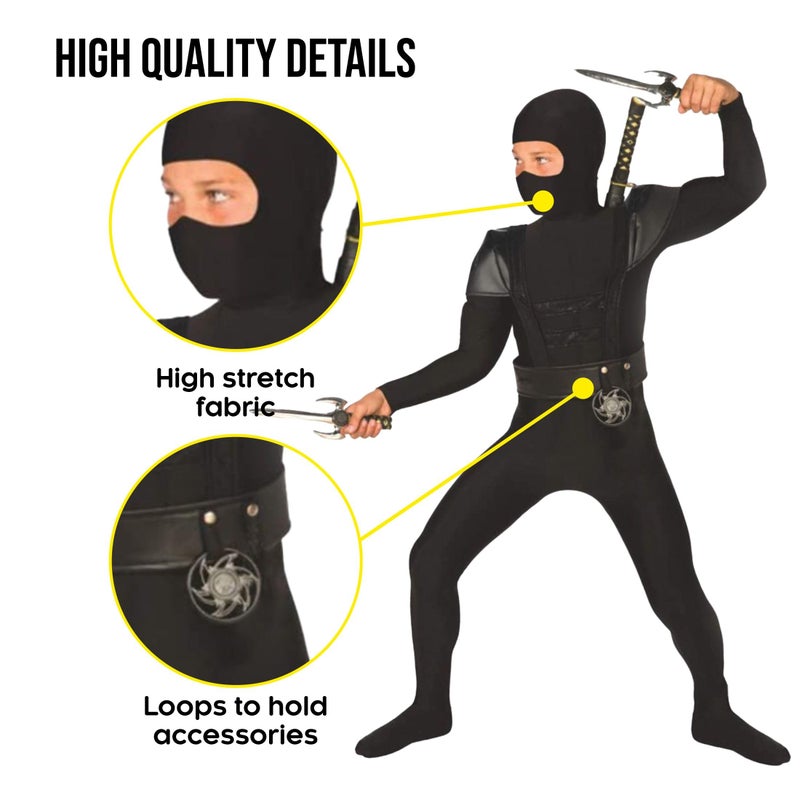 Morph Black Ninja Costume For Boys, Kids Black Ninja Costume Boys, Kids Ninja Costumes For Boys, Black Ninja Costume For Kids, Dark Ninja Costumes For Boys, Medium - Image 3