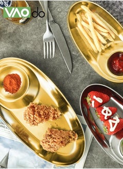 VAOdo 2-in-1 Stainless Steel Dinner Plate Suitable for French Fries Falafel Kebab 18*9*3CM  - Image 2