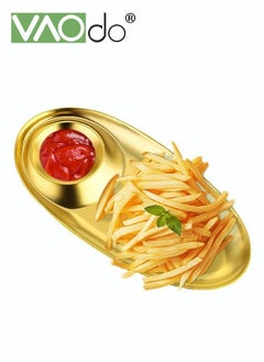 VAOdo 2-in-1 Stainless Steel Dinner Plate Suitable for French Fries Falafel Kebab 18*9*3CM  - Image 1