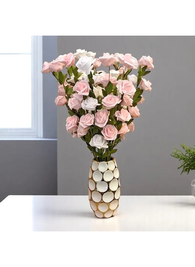 ناما فازة بورسلين ذهبية وبيضاء بتصميم عصري فاخر لديكور المنزل - Image 2