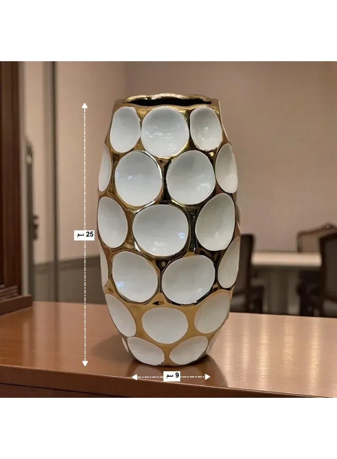 ناما فازة بورسلين ذهبية وبيضاء بتصميم عصري فاخر لديكور المنزل - Image 4