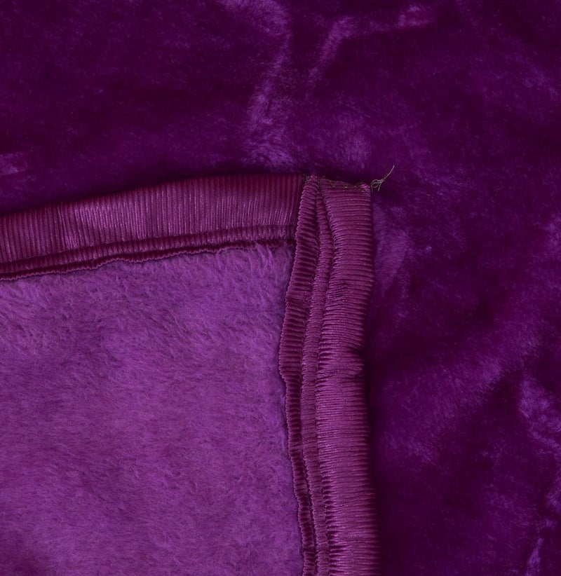 BENAVJI Mink Floral Embossed Super Soft AC Bed Velvet for Winter Blanket (Double, Purple) - Image 5