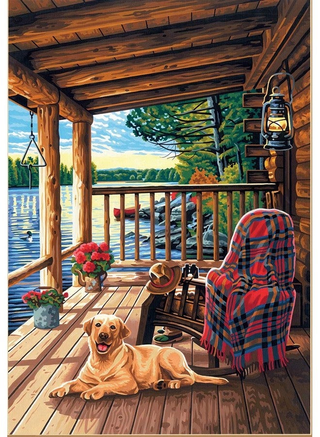 Dimensions Log Cabin Porch Paint By Numbers Kit For Kids And Adults, 14'' X 20'' - Image 1