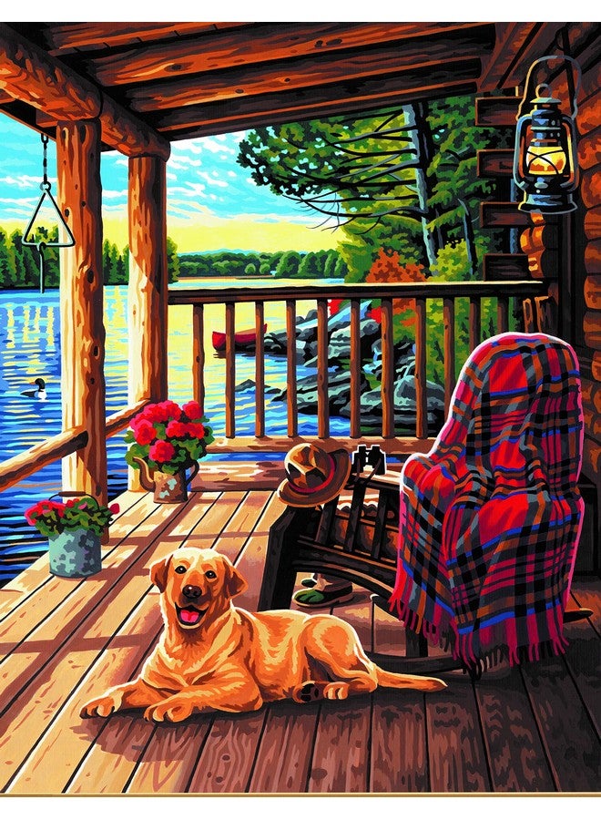 Dimensions Log Cabin Porch Paint By Numbers Kit For Kids And Adults, 14'' X 20'' - Image 2