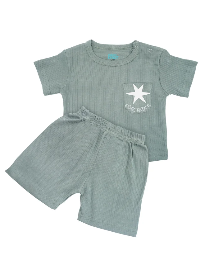 Babies Basic Babies Basic Boys Premium Ribbed Cotton T-Shirt and Shorts Set