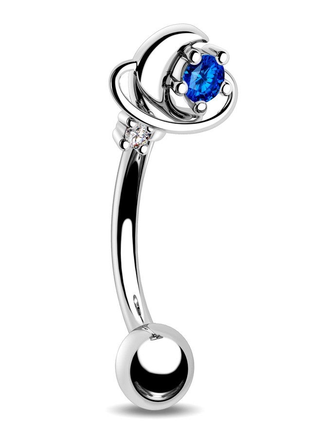 Melighting 16G Rook Earrings Planet Cartilage Earrings Stainless Steel 316L Blue Stud Earrings Clear CZ Eyebrow Jewellery Tragus Piercing Jewelry for Women - Image 1