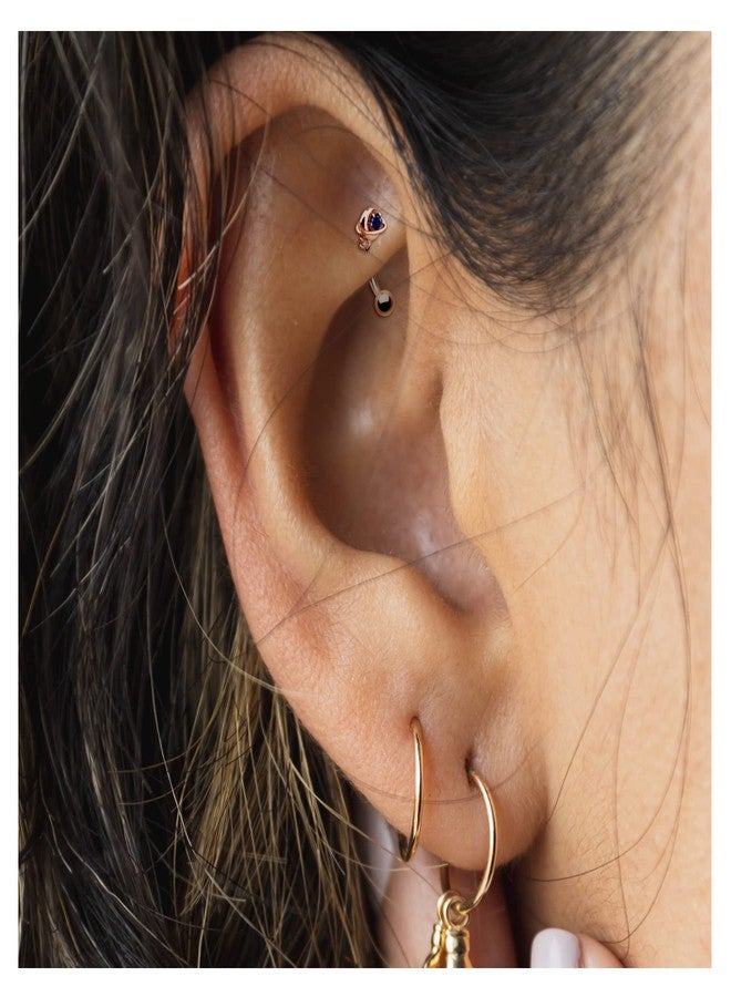 Melighting 16G Rook Earrings Planet Cartilage Earrings Stainless Steel 316L Blue Stud Earrings Clear CZ Eyebrow Jewellery Tragus Piercing Jewelry for Women - Image 3