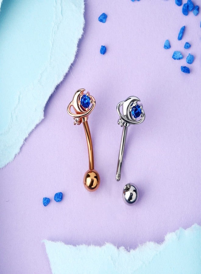 Melighting 16G Rook Earrings Planet Cartilage Earrings Stainless Steel 316L Blue Stud Earrings Clear CZ Eyebrow Jewellery Tragus Piercing Jewelry for Women - Image 4
