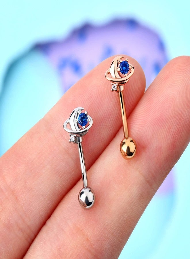 Melighting 16G Rook Earrings Planet Cartilage Earrings Stainless Steel 316L Blue Stud Earrings Clear CZ Eyebrow Jewellery Tragus Piercing Jewelry for Women - Image 2