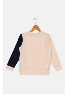 NAUTICA Toddlers Girl Crew Neck Brand Logo Sweatshirt, Pink  - Image 2