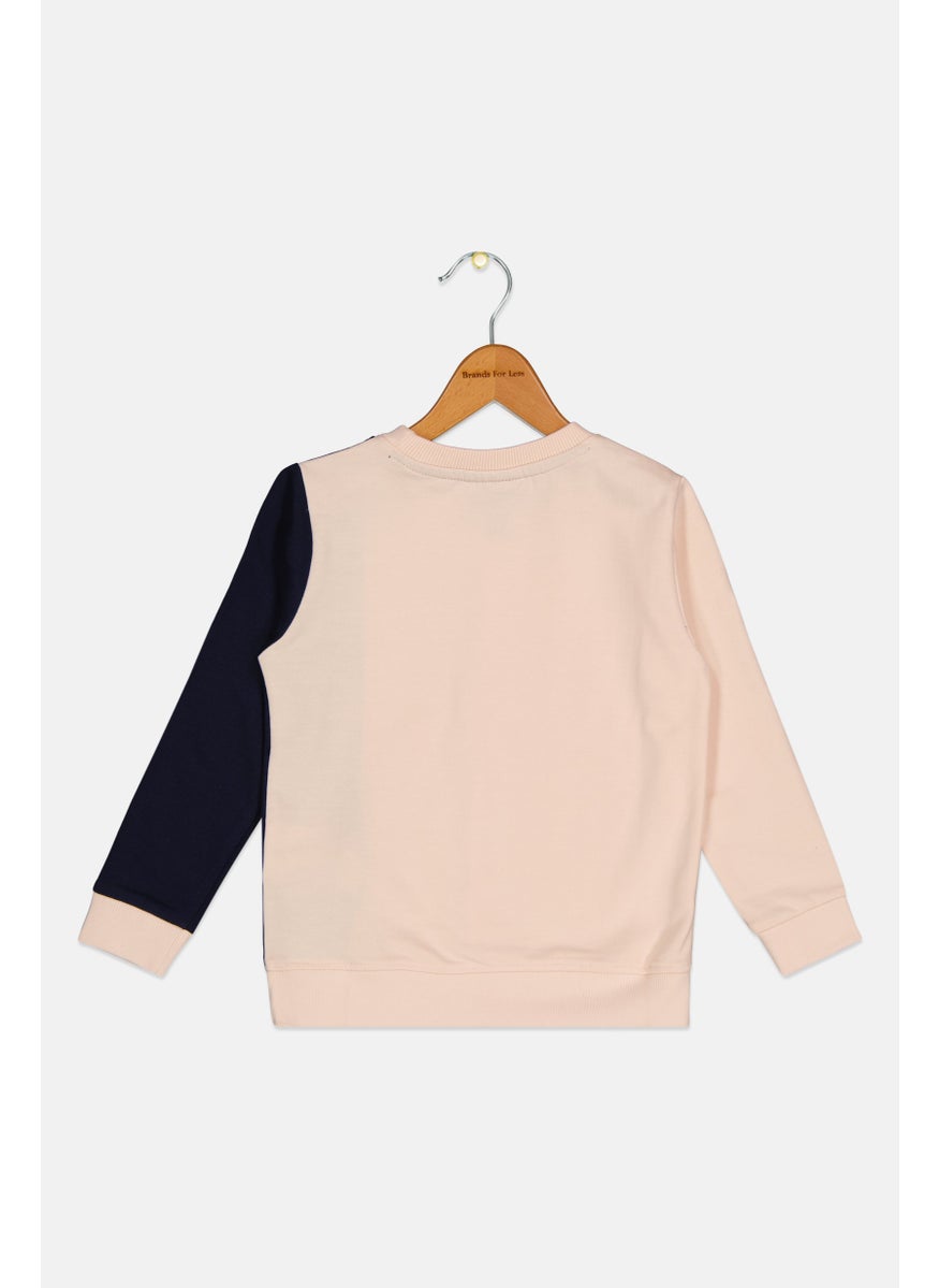 NAUTICA Toddlers Girl Crew Neck Brand Logo Sweatshirt, Pink  - Image 2