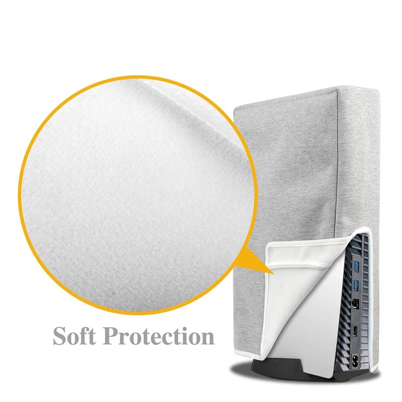Raryars PS5 Console Dust Cover PS5 Dust Protector Custom Designed for PlayStation 5 Console Disc Edition & Digital Edition with Thick Cotton Precision Cut Easy Access Cable Port - Image 3