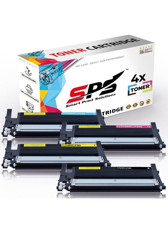 Smart Print Solutions SPS Compatible Toner Cartridges for Samsung - CLT-406S | 4x Multicolor | Yield upto 1,500 Pages - Image 1