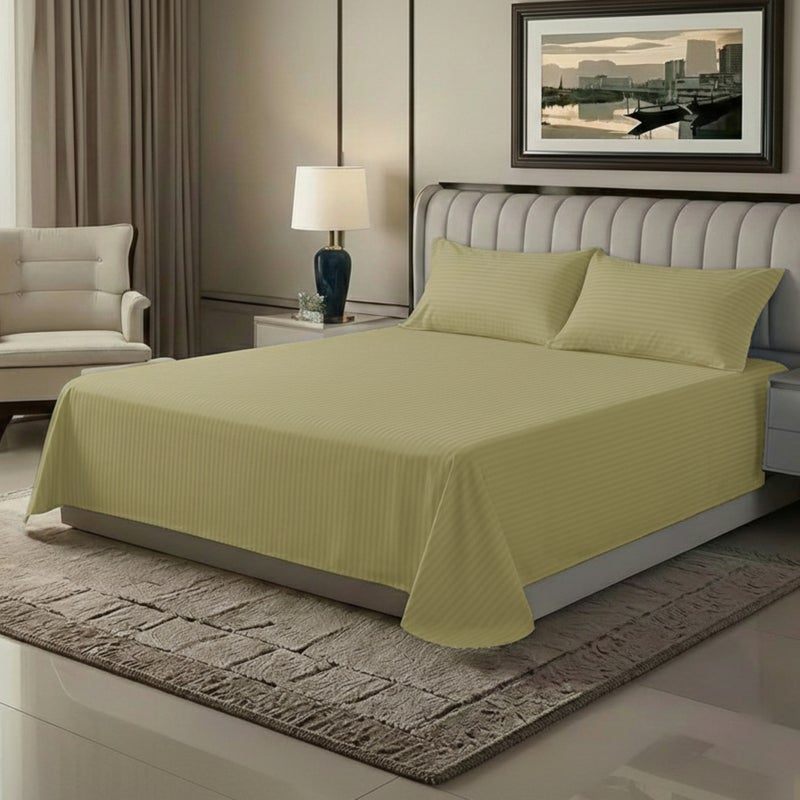 ماكسكون طقم ملاية سرير مايكروفايبر فاخر مكوّن من 3 قطع – ملاية مسطحة مقاس (230×255 سم) مع 2 كيس وسادة (50×75 سم) – ناعم جداً، قابل للتنفس، ومقاوم للتجاعيد – مناسب لأسرة الكوين والكينج – مثالي للاستخدام المنزلي والفندقي - Image 1