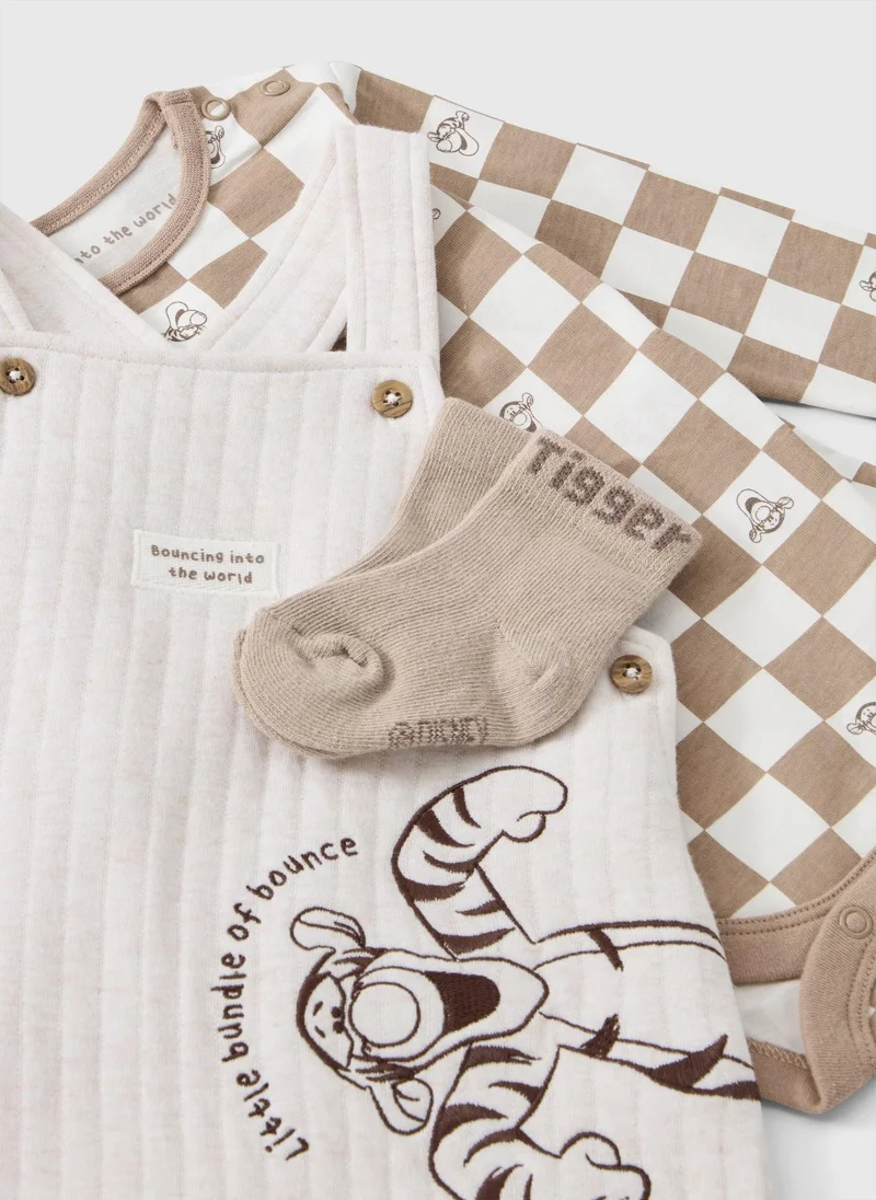 Matalan Baby Oatmeal Tigger Top & Dungarees Set