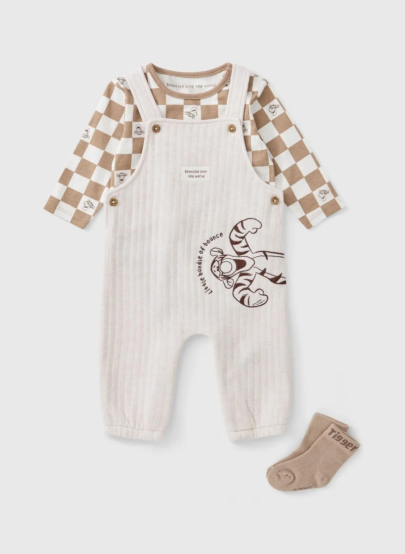 Matalan Baby Oatmeal Tigger Top & Dungarees Set