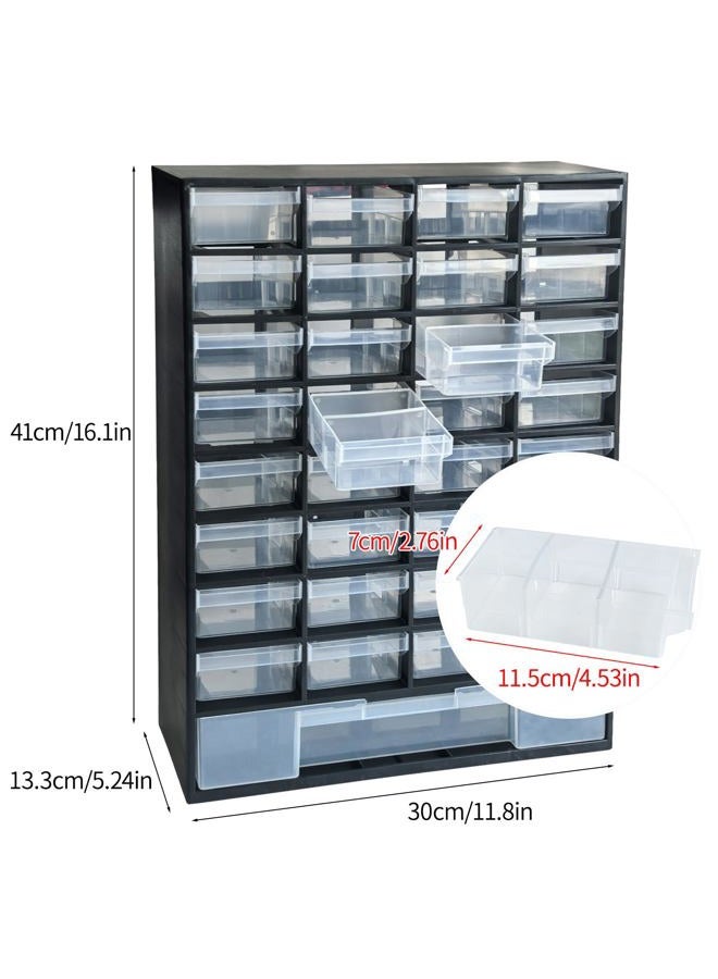 SUGOOE 33 Drawer Plastic Small Parts Organizer, Storage Bin with Drawers for Hardware, Parts, Crafts, Beads, 11.8 x 16.1 x 5.2 Inches (Black) - Image 2