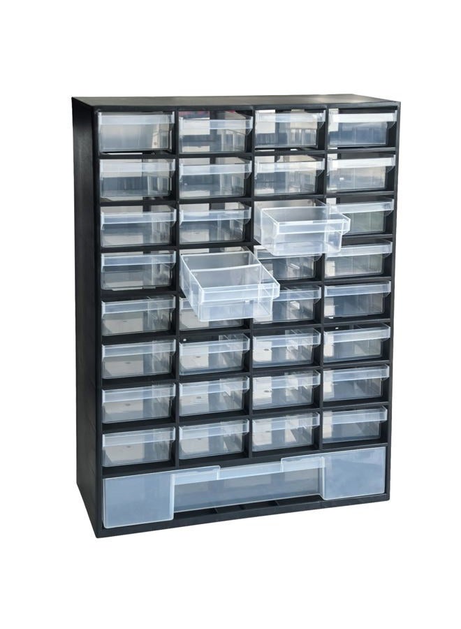 SUGOOE 33 Drawer Plastic Small Parts Organizer, Storage Bin with Drawers for Hardware, Parts, Crafts, Beads, 11.8 x 16.1 x 5.2 Inches (Black) - Image 1