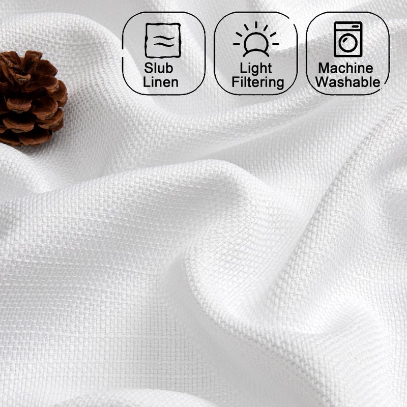 Chyhomenyc White Curtains 84 Inch Length 2 Panels Set, Faux Linen Textured Semi Light Filtering Soft Airy Farmhouse Curtain Drapes for Living Room Bedroom, Cortinas para Sala, 40Wx84L - Image 3