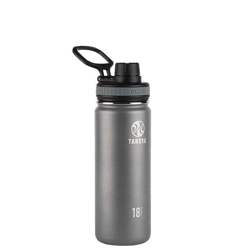 Takeya Originals 18 oz Vacuum Insulated Stainless Steel Water Bottle with Spout Lid Graphite