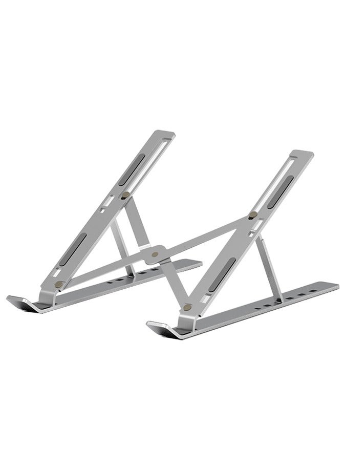 Generic 6-Level Adjustable Aluminum Alloy Foldable Laptop Stand Silver  - Image 1