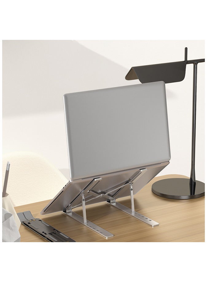 Generic 6-Level Adjustable Aluminum Alloy Foldable Laptop Stand Silver  - Image 2