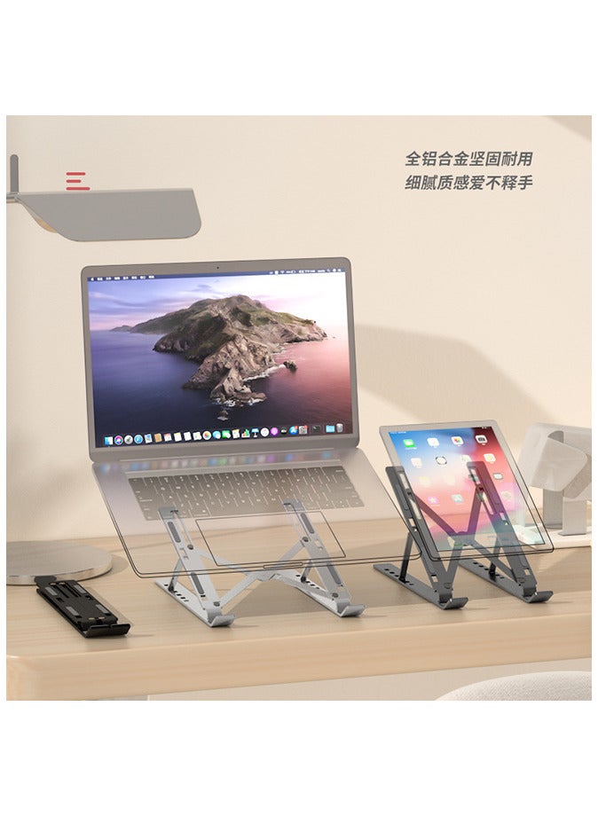 Generic 6-Level Adjustable Aluminum Alloy Foldable Laptop Stand Silver  - Image 3