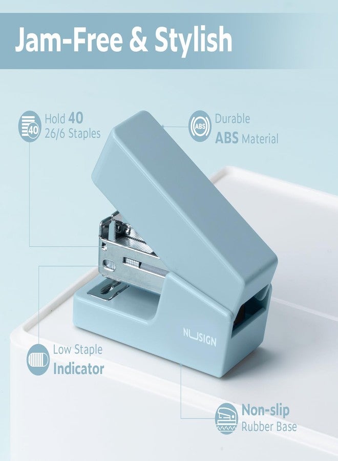 NUSIGN Mini Stapler with 830 Staples, Small Cute Desk Staplers, 25 Sheet Capacity, Blue - Image 4