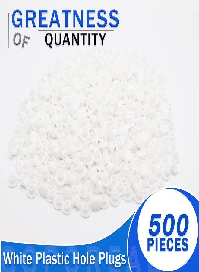 BOPOREAE 500Pcs 5mm(3/16") Plastic Hole Plugs White Screw Covers Caps Round Button Plugs for Cabinet Cupboard Shelves License Plate Furniture Hardware - Image 2