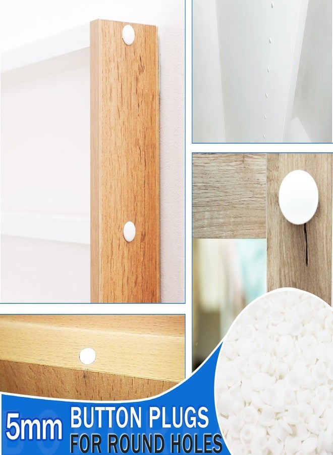 BOPOREAE 500Pcs 5mm(3/16") Plastic Hole Plugs White Screw Covers Caps Round Button Plugs for Cabinet Cupboard Shelves License Plate Furniture Hardware - Image 5